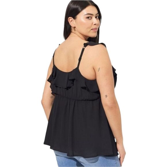 TORRID Black Georgette Ruffle Tank & Glen Plaid Crepe Short Set - Picture 10 of 16
